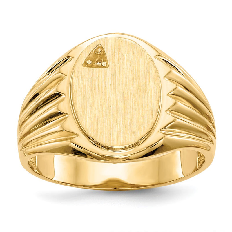 14K Yellow Gold 13.5X10.0mm Open Back Diamond Men'S Signet Ring Mounting