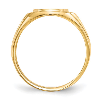 14K Yellow Gold 13.5X10.0mm Open Back Aaa Diamond Men'S Signet Ring