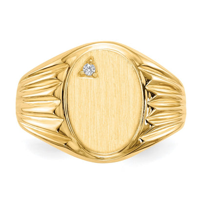 14K Yellow Gold 13.5X10.0mm Open Back Aaa Diamond Men'S Signet Ring