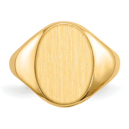 14K White Gold 13.0x10.0mm Closed Back Signet Ring