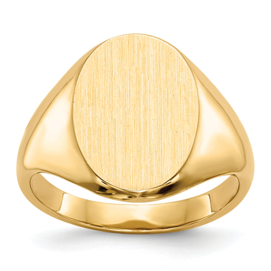 14K White Gold 13.0x10.0mm Closed Back Signet Ring