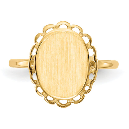 Sterling Silver Alloy With 10K Yellow Plating 11.5X9.0mm Open Back Signet Ring