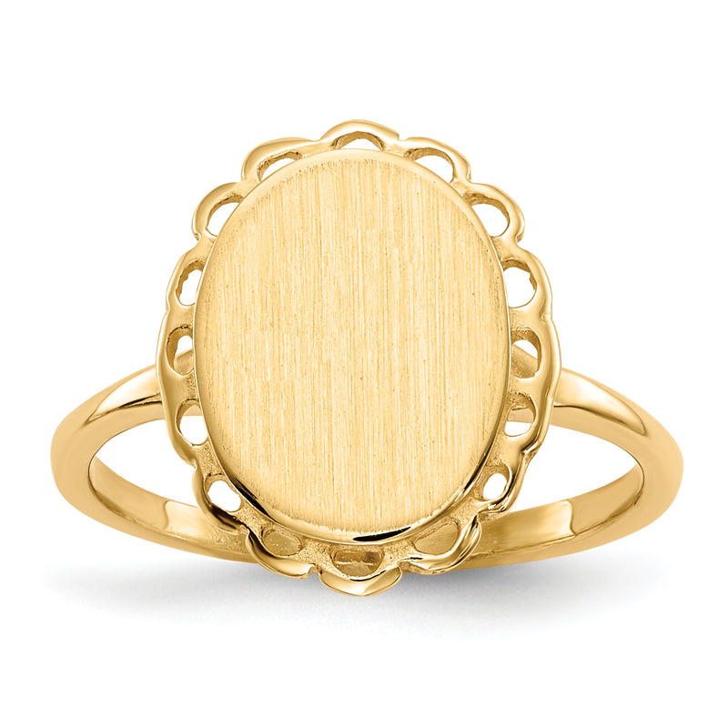 Sterling Silver Alloy With 10K Yellow Plating 11.5X9.0mm Open Back Signet Ring