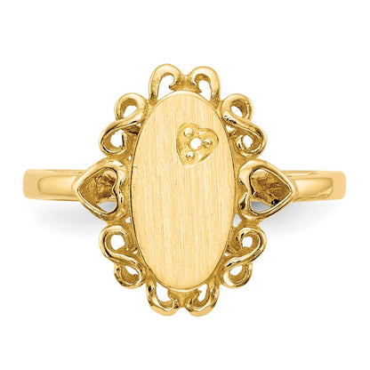 14K Yellow Gold 11.5X6.0mm Open Back Diamond Signet Ring Mounting