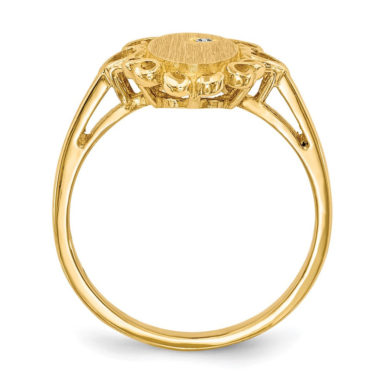 14K Yellow Gold 11.5X6.0mm Open Back A Diamond Signet Ring
