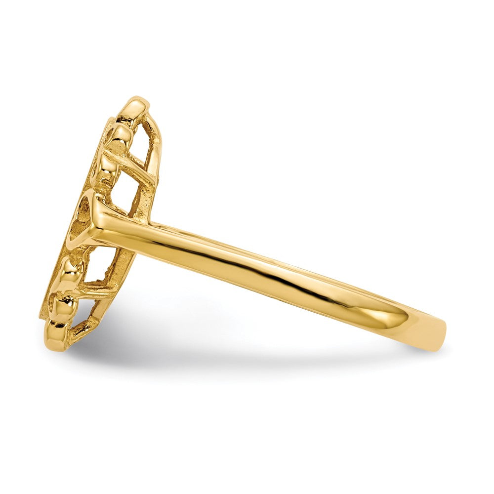 14K Yellow Gold 11.5X6.0mm Open Back A Diamond Signet Ring