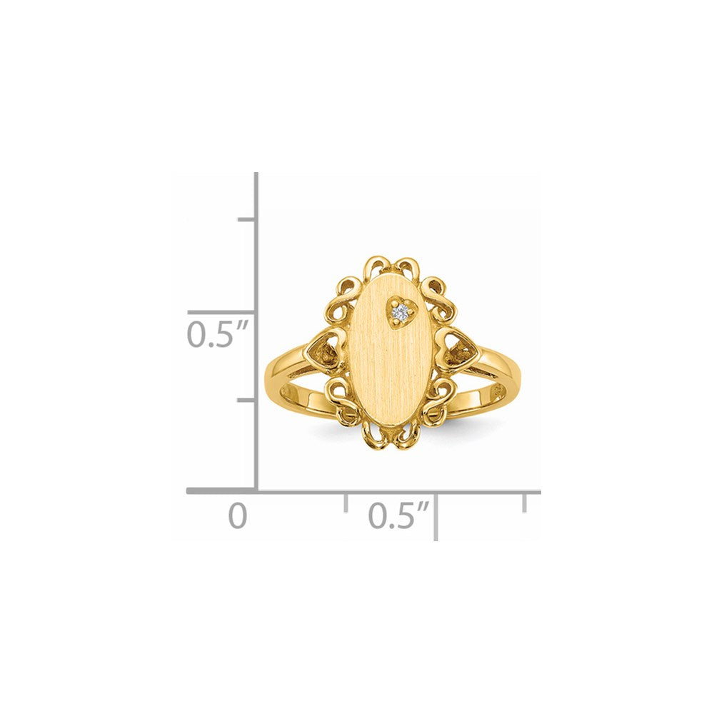 14K Yellow Gold 11.5X6.0mm Open Back Aa Diamond Signet Ring