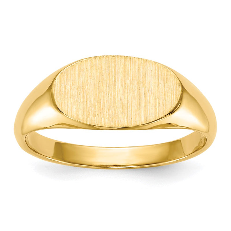 14K Yellow Gold 6.5x12.0mm Closed Back Children's Signet Ring