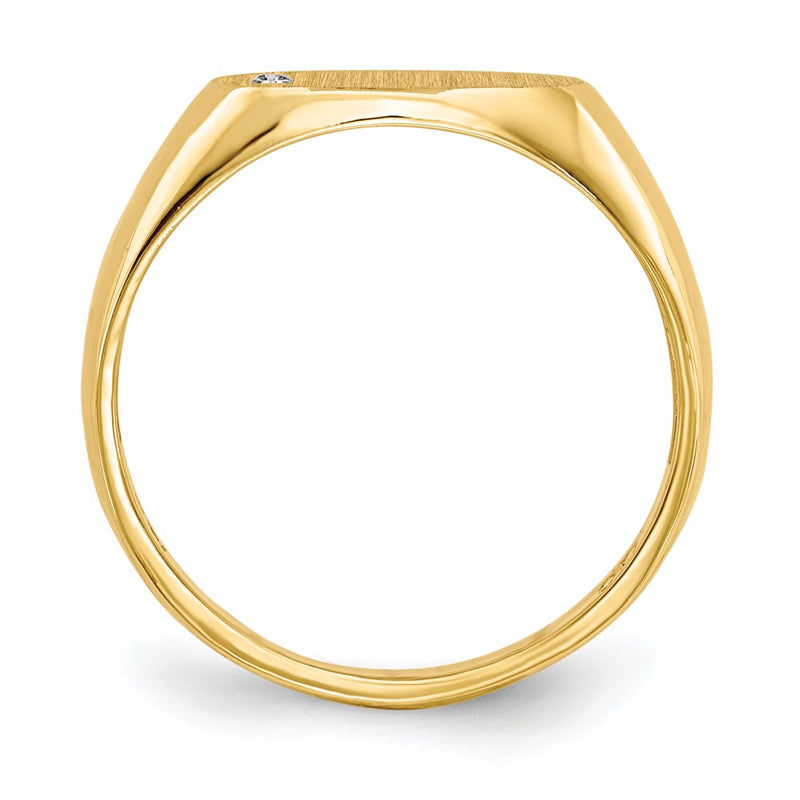 14K Yellow Gold 6.5X11.0mm A Diamond Open Back Signet Ring