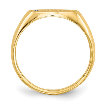 14K Yellow Gold 6.5X11.0mm Aaa Diamond Open Back Signet Ring