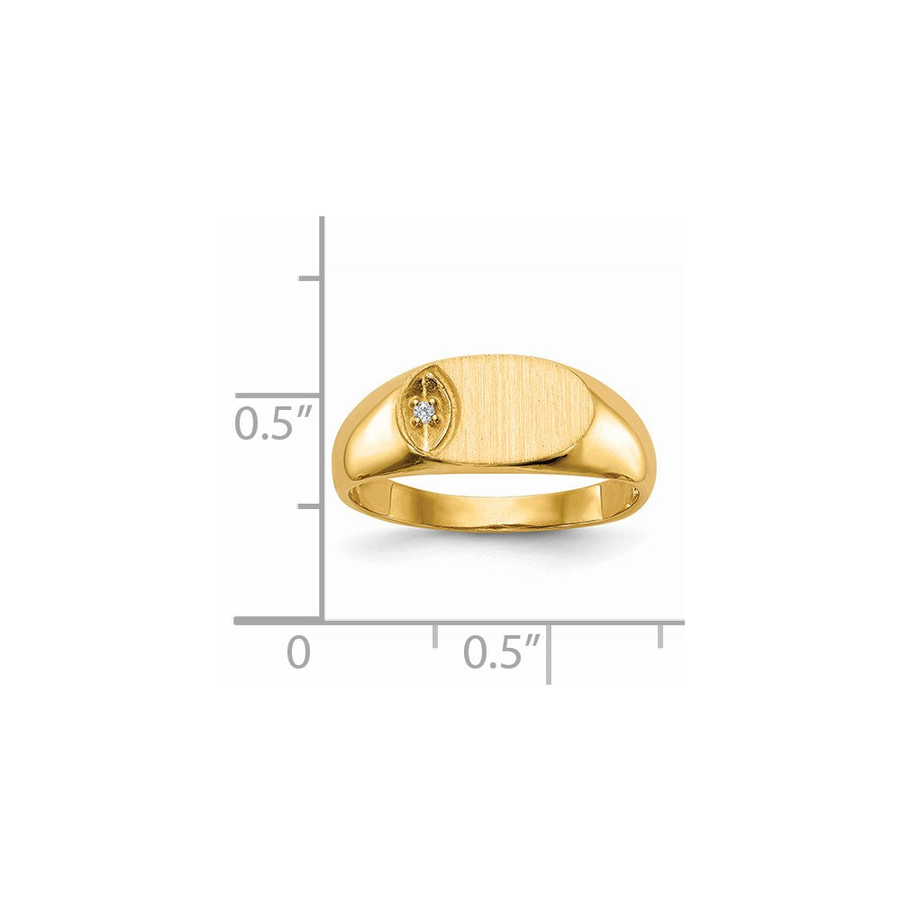 14K Yellow Gold 6.5X11.0mm A Diamond Open Back Signet Ring