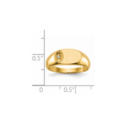 14K Yellow Gold 6.5X11.0mm Aaa Diamond Open Back Signet Ring