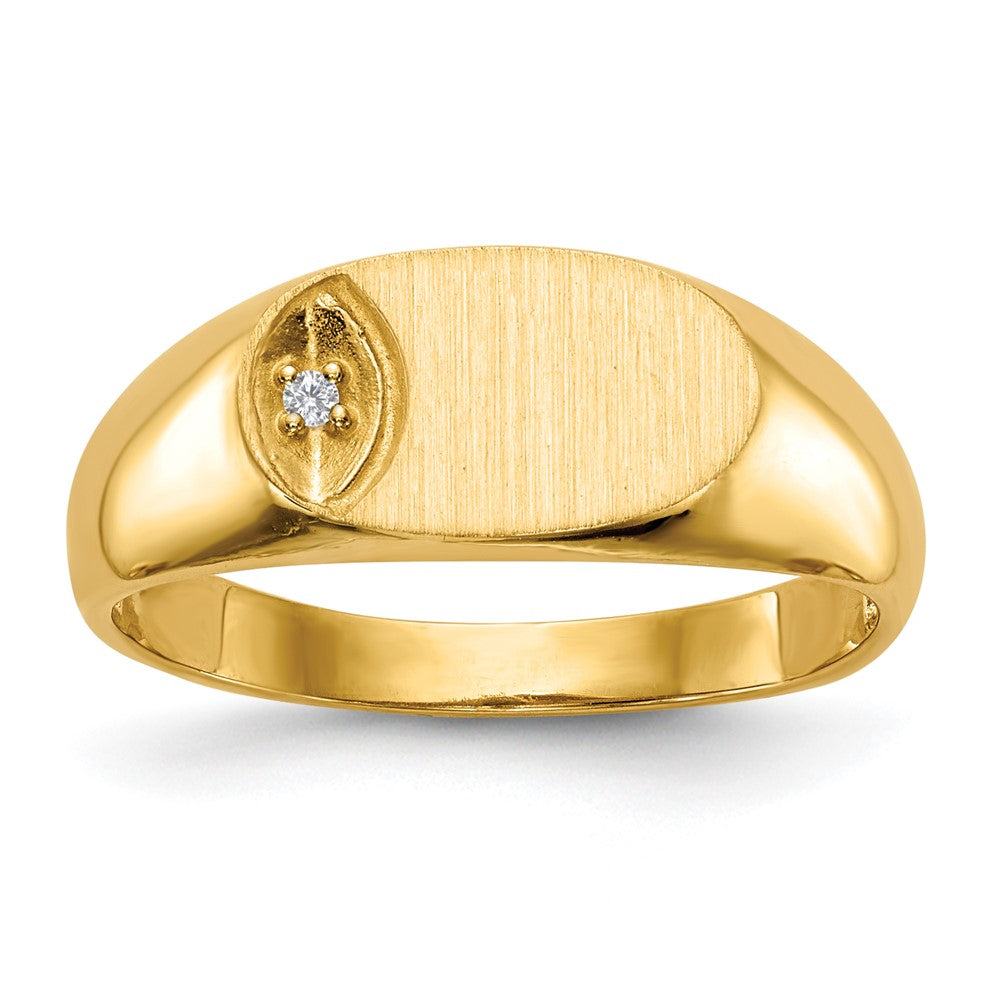 14K Yellow Gold 6.5X11.0mm Vs Diamond Open Back Signet Ring