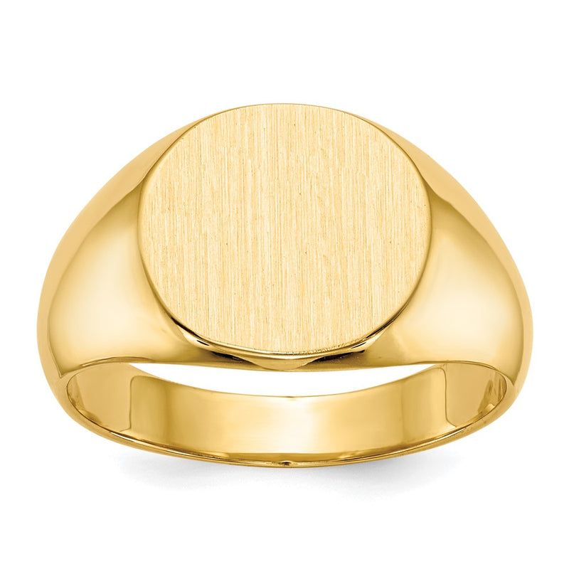 14K Yellow Gold 12.5x13.5mm Closed Back Mens Signet Ring