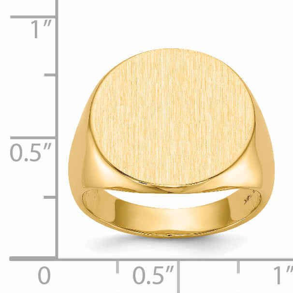 14K Yellow Gold 17.5x18.0mm Closed Back Men's Signet Ring