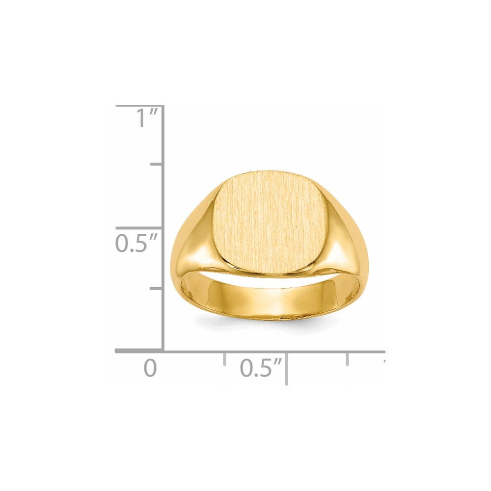 14K Yellow Gold 12.5x13.5mm Closed Back Men's Signet Ring
