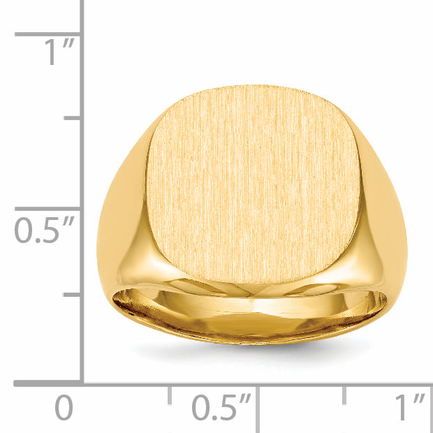 14K Yellow Gold 16.0x17.0mm Closed Back Men's Signet Ring