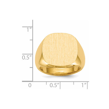 14K Yellow Gold 17.0x17.0mm Closed Back Mens Signet Ring