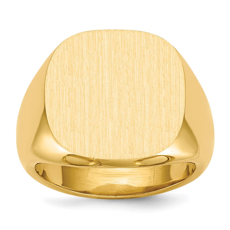 14K Yellow Gold 17.0x17.0mm Closed Back Mens Signet Ring