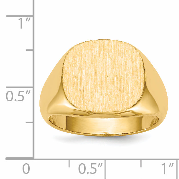 14K Yellow Gold 14.0 x15.0mm Open Back Mens Signet Ring