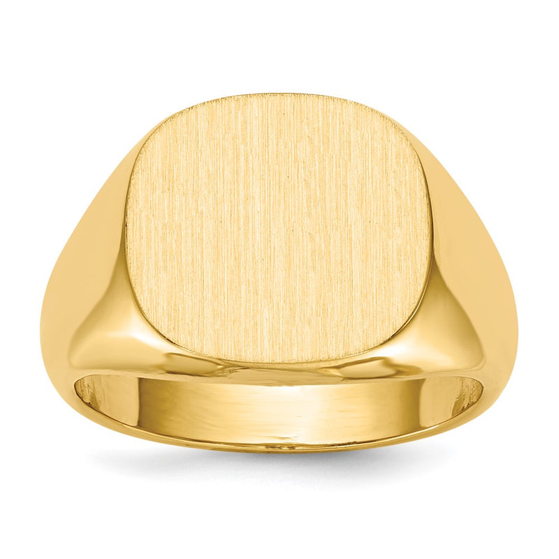 14K Yellow Gold 14.0 x15.0mm Open Back Mens Signet Ring