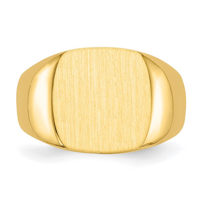 14K Yellow Gold 12.5x12.5mm Open Back Men's Signet Ring