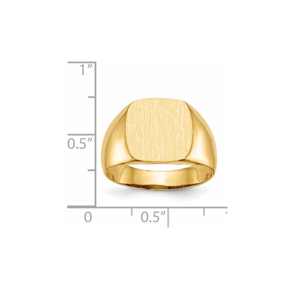 14K Yellow Gold 12.5x12.5mm Open Back Men's Signet Ring