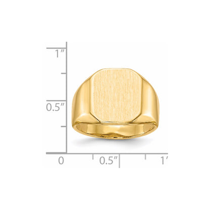 14K Yellow Gold 15.5x13.0mm Open Back Mens Signet Ring