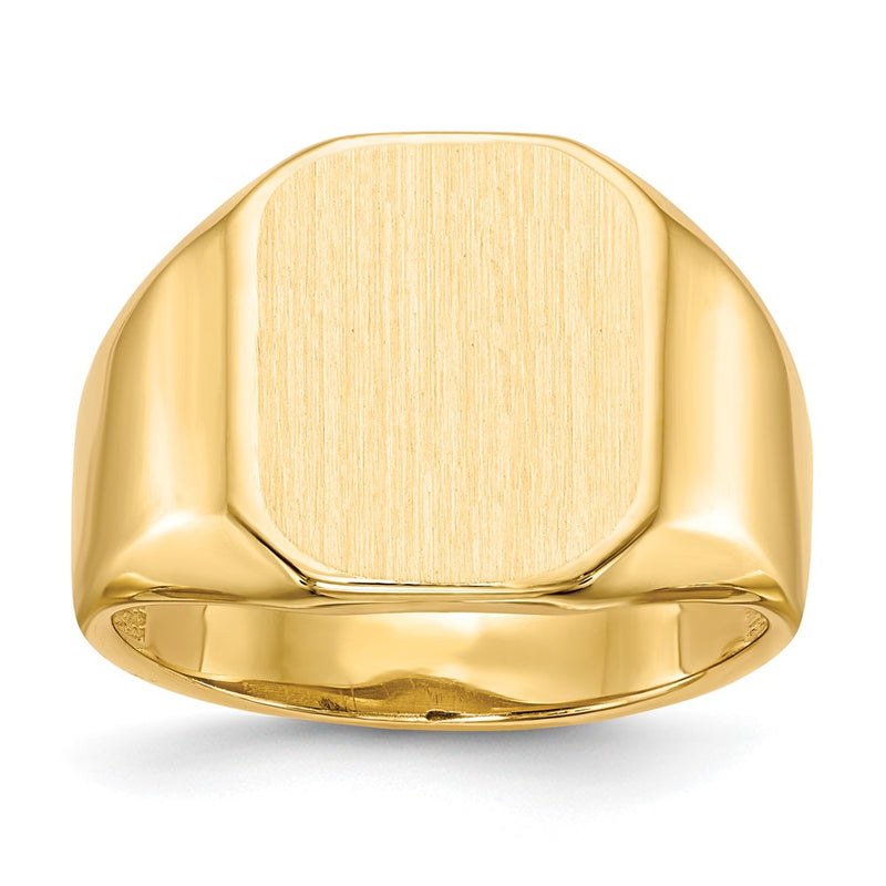 14K Yellow Gold 15.5x13.0mm Open Back Mens Signet Ring