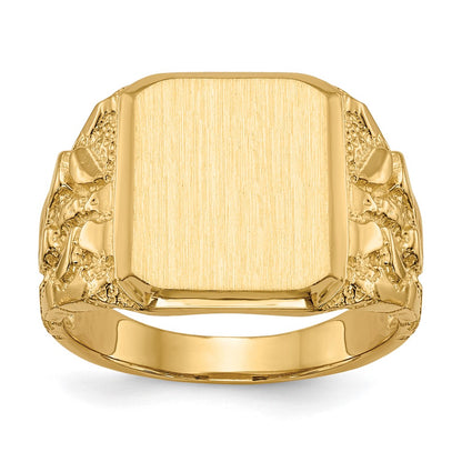 14K Yellow Gold 14 x 15 mm Open Back Men's Signet Ring