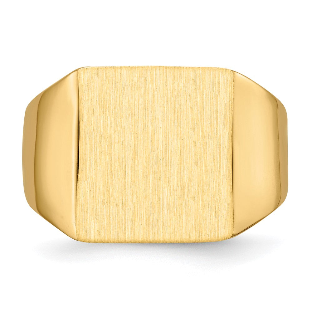 14K Yellow Gold 13.0x12.0mm Closed Back Mens Signet Ring