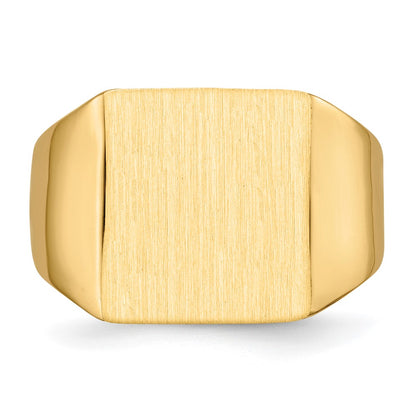 14K Yellow Gold 13.0x12.0mm Closed Back Mens Signet Ring