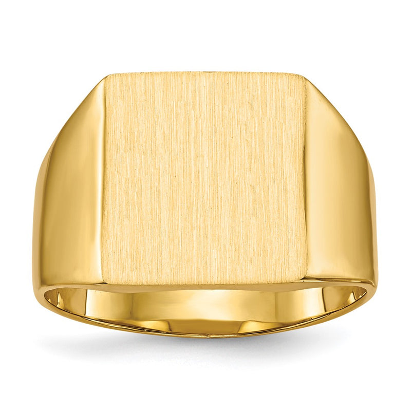 14K Yellow Gold 13.0x12.0mm Closed Back Mens Signet Ring