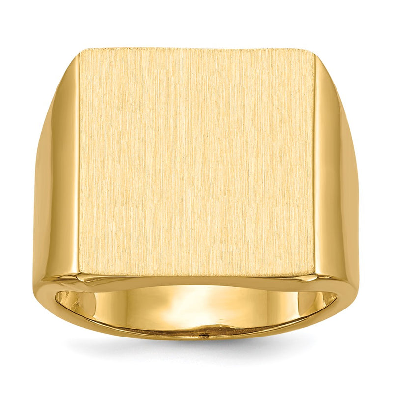 14K Yellow Gold 17.5x16.5mm Open Back Mens Signet Ring