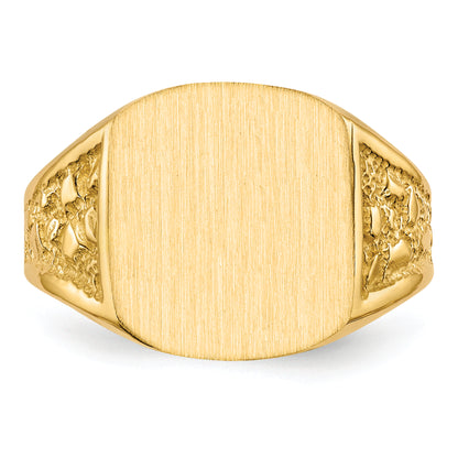 10K Yellow Gold 14.0X12.5mm Closed Back Men'S Signet Ring