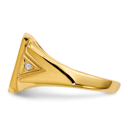 14K Yellow Gold 12.0X11.0mm Open Back Aa Diamond Men'S Signet Ring