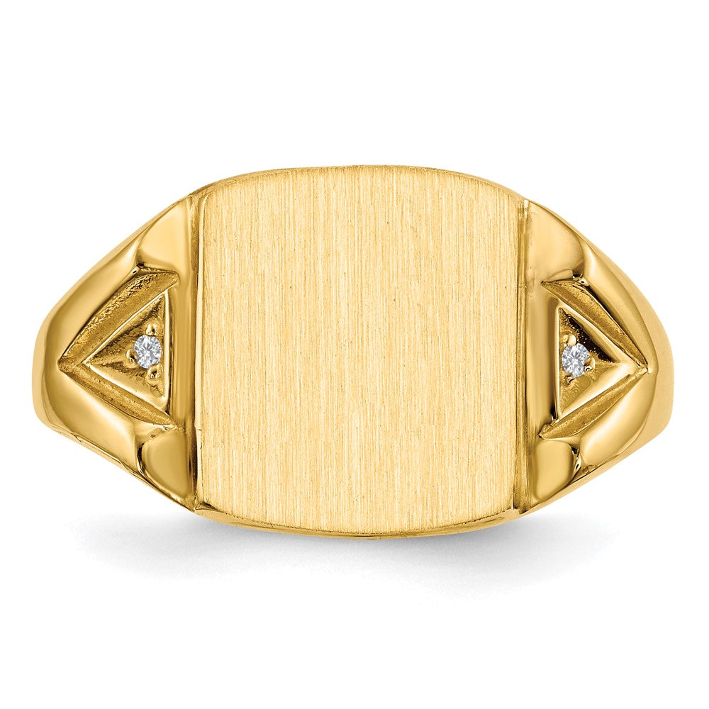 14K Yellow Gold 12.0X11.0mm Open Back Aa Diamond Men'S Signet Ring