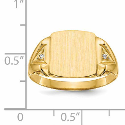 14K Yellow Gold 12.0X11.0mm Open Back Aa Diamond Men'S Signet Ring