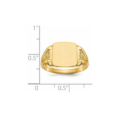 14K Yellow Gold 12.0X11.0mm Open Back Aa Diamond Men'S Signet Ring