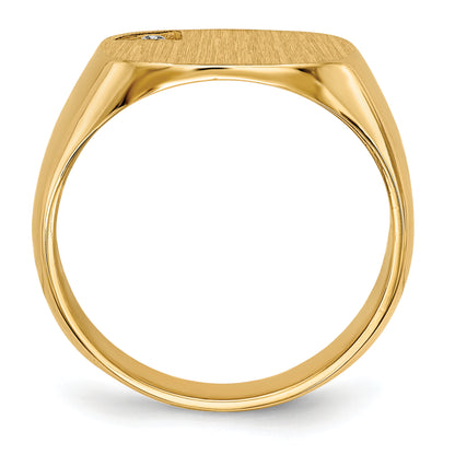 14K Yellow Gold 15.0X15.0mm Closed Back Aa Diamond Men'S Signet Ring