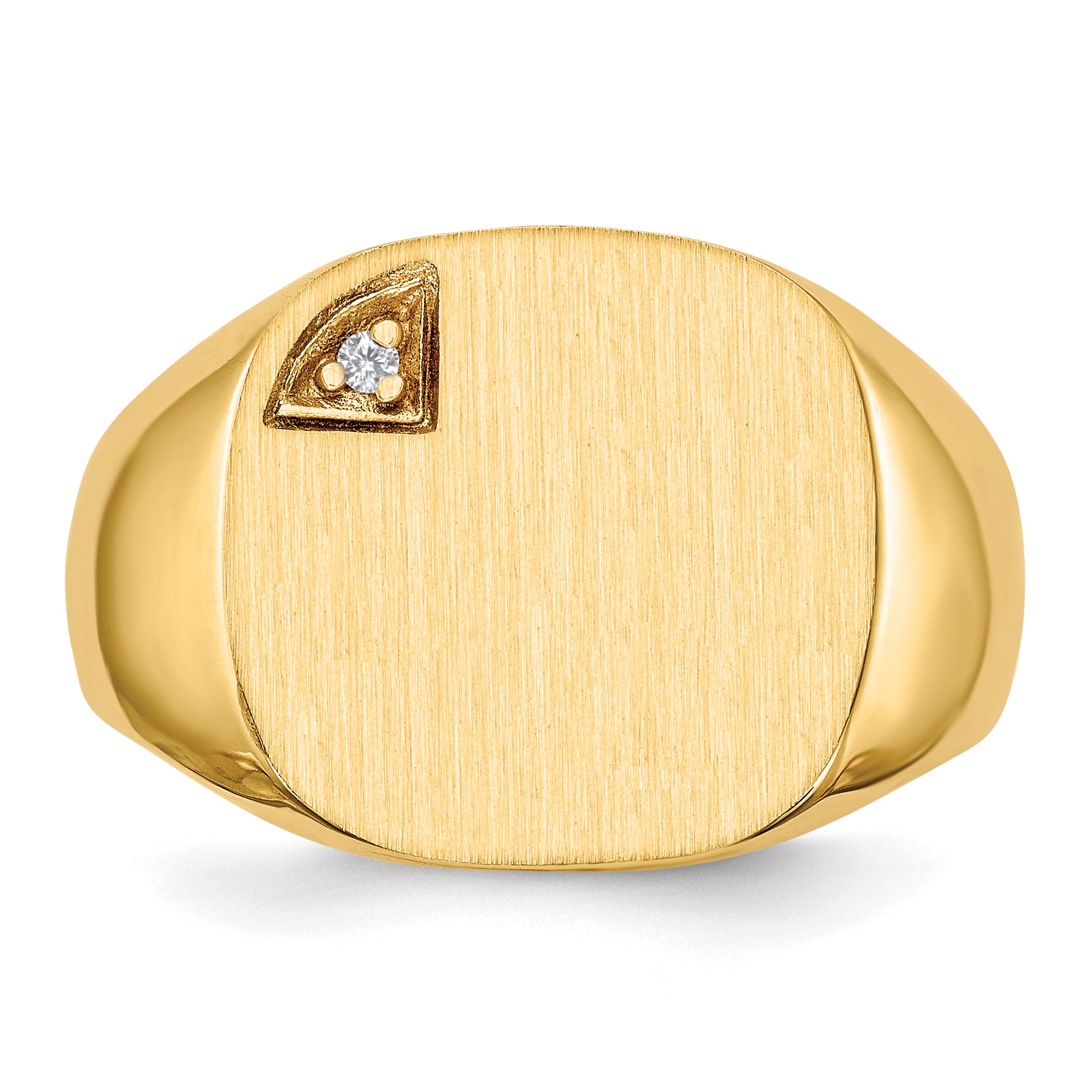 14K Yellow Gold 15.0X15.0mm Closed Back Aa Diamond Men'S Signet Ring
