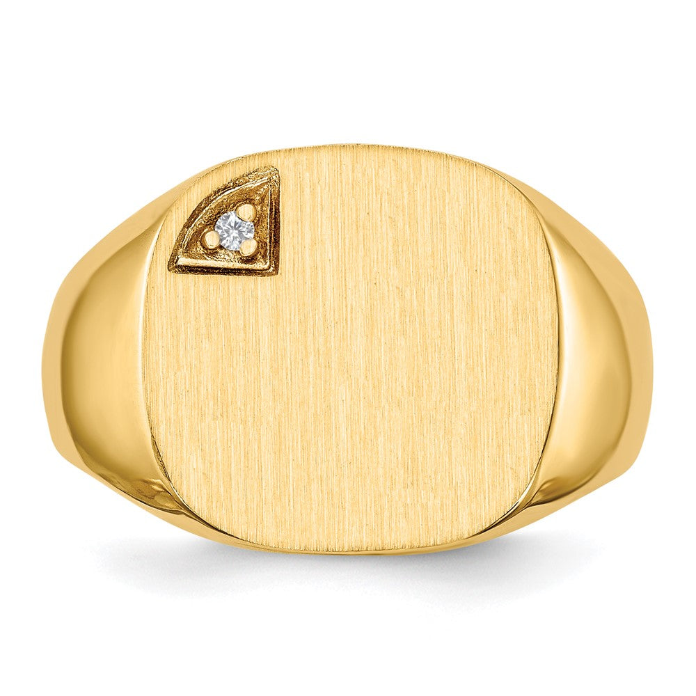14K Yellow Gold 15.0X15.0mm Closed Back Aaa Diamond Men'S Signet Ring