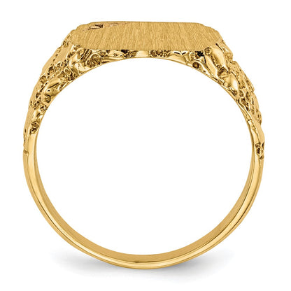 14K Yellow Gold 10.0X11.5mm Diamond Closed Back Signet Ring Mounting