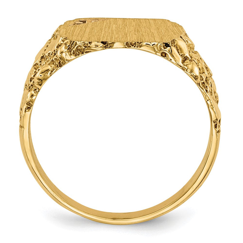 14K Yellow Gold 10.0X11.5mm Diamond Closed Back Signet Ring Mounting