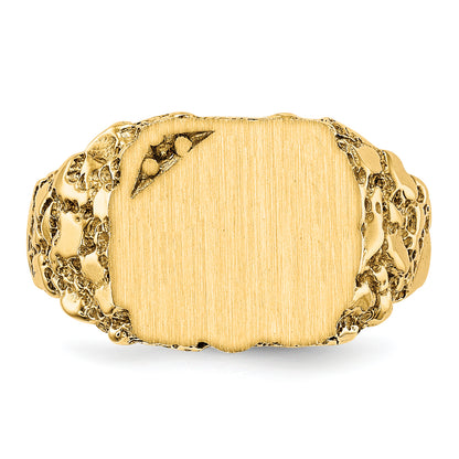 10K Yellow Gold 10Ky 10.0X11.5mm Diamond Closed Back Signet Ring Mounting