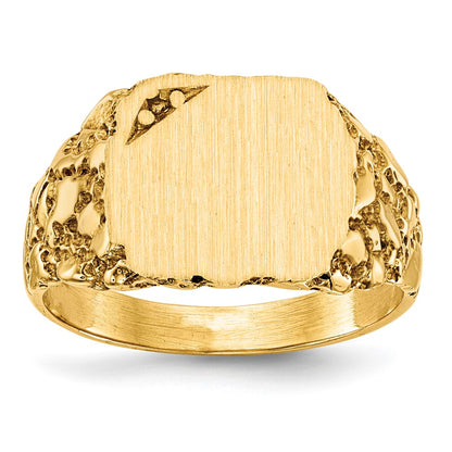 14K Yellow Gold 10.0X11.5mm Diamond Closed Back Signet Ring Mounting