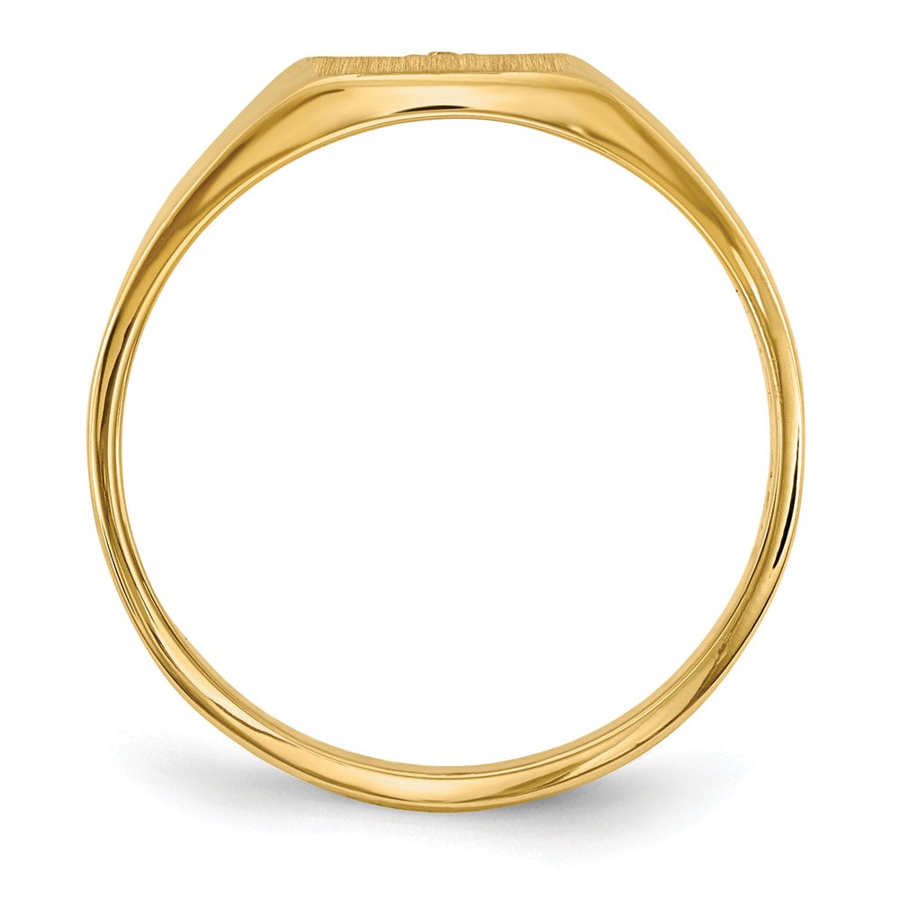 14K Yellow Gold 8.0X7.0mm Closed Back Aaa Diamond Signet Ring
