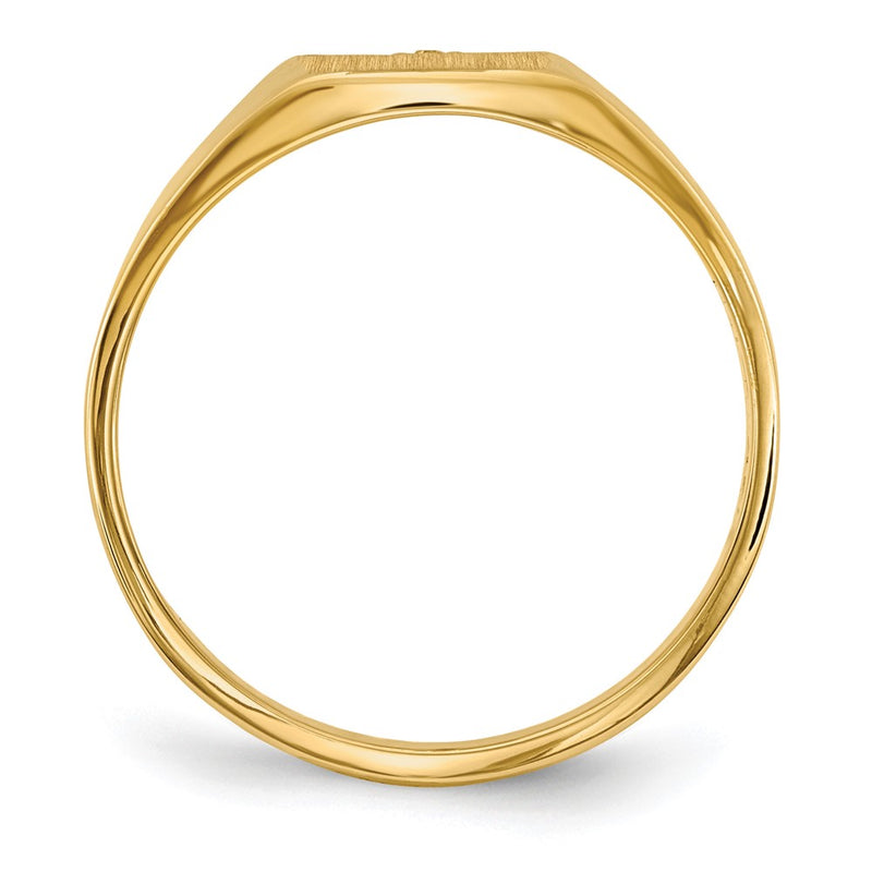 14K Yellow Gold 8.0X7.0mm Closed Back Aaa Diamond Signet Ring