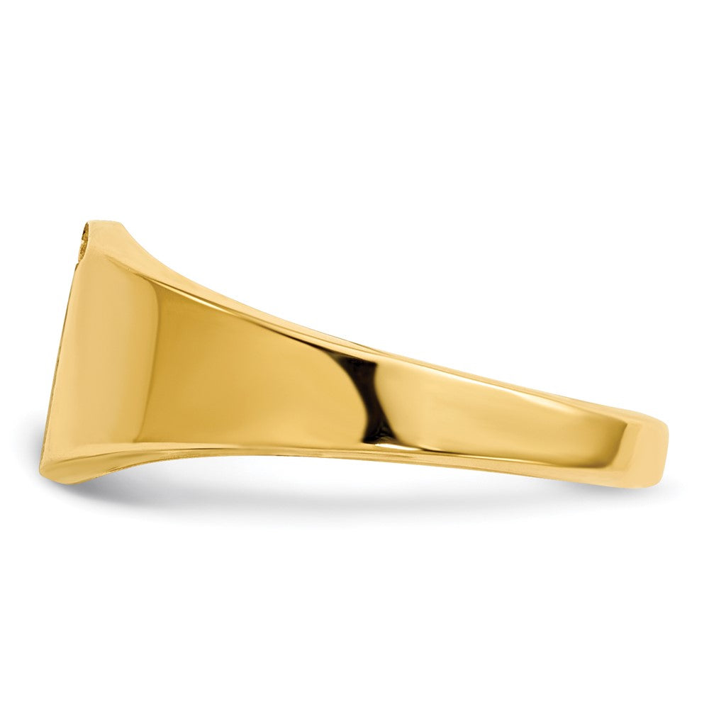 14K Yellow Gold 8.0X7.0mm Closed Back Aaa Diamond Signet Ring