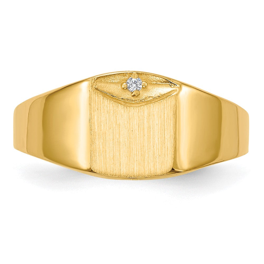 14K Yellow Gold 8.0X7.0mm Closed Back Vs Diamond Signet Ring